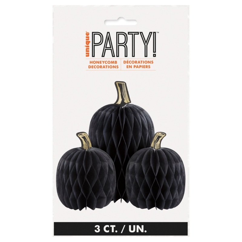 Black Pumpkin Honeycomb Centerpieces, 3 Count