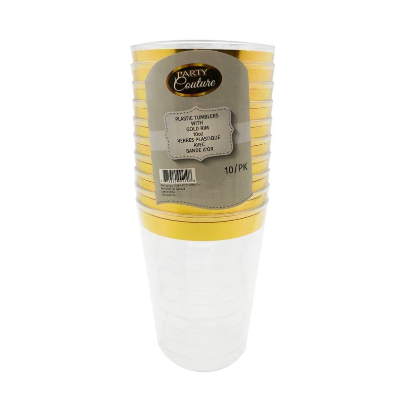 Clear Tumblers 10 Oz. 10/pkg - Gold Rim
