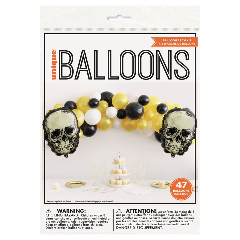 Gold Skull Foil and Latex Balloon Arch Kit, 47 Count