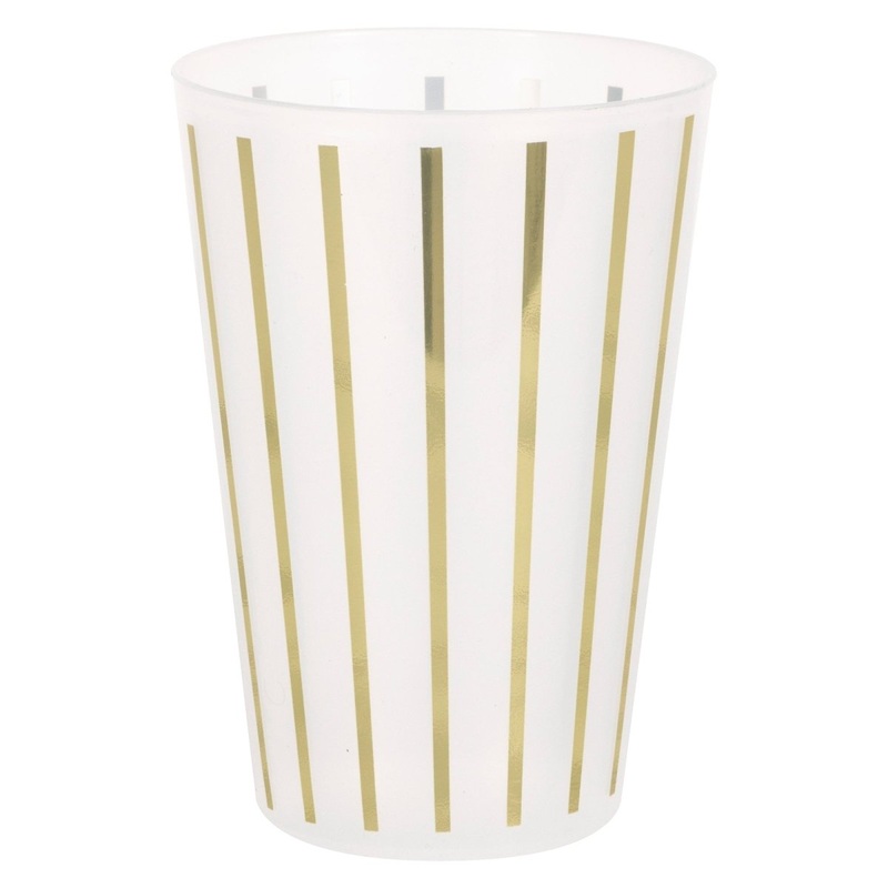 Gold Striped Plastic Cups, 16 Oz, 8 Count