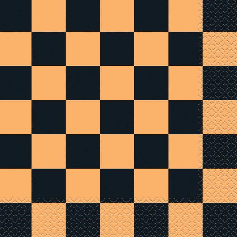 Groovy Halloween Large Checkered Lunch Napkins, 16 Count