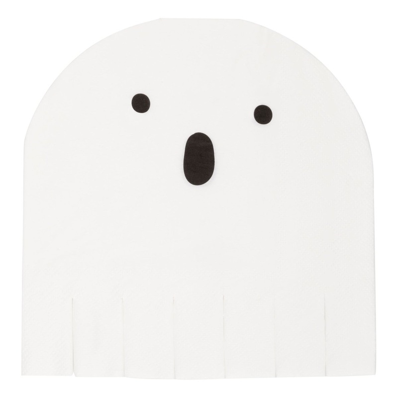 Groovy Halloween Large Ghost Shaped Lunch Napkins, 16 Count