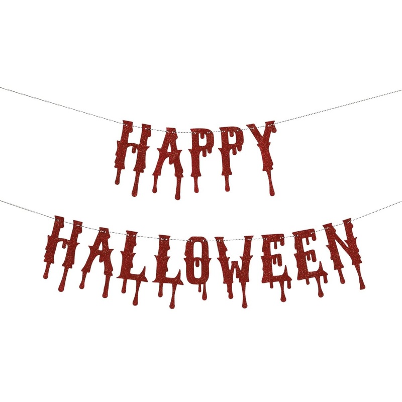 Red Glitter Happy Halloween Banner, 1 Count