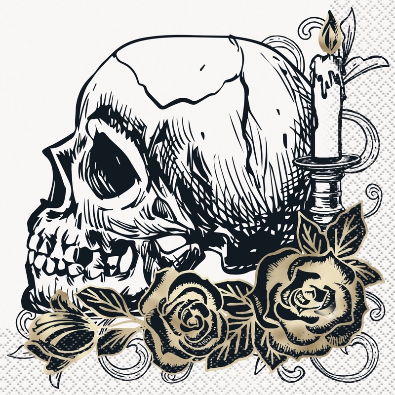 Sketchy Skulls Large Lunch Napkins, 16 Count