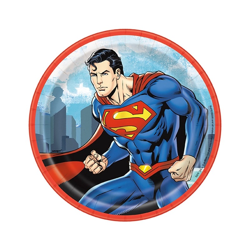 Superman Birthday Small Round Dessert Paper Plates, 7 Inches, 8 Count