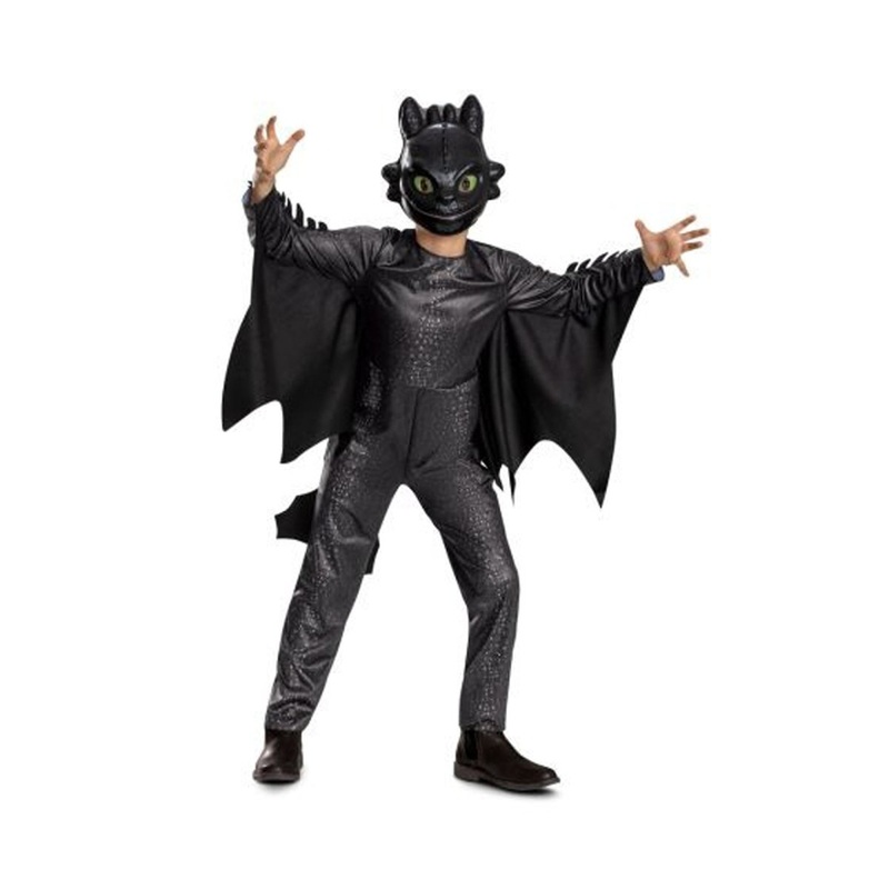 Toothless Classic Costume for Kids, How to Train your Dragon, Jumpsuit with Attached Wings XS