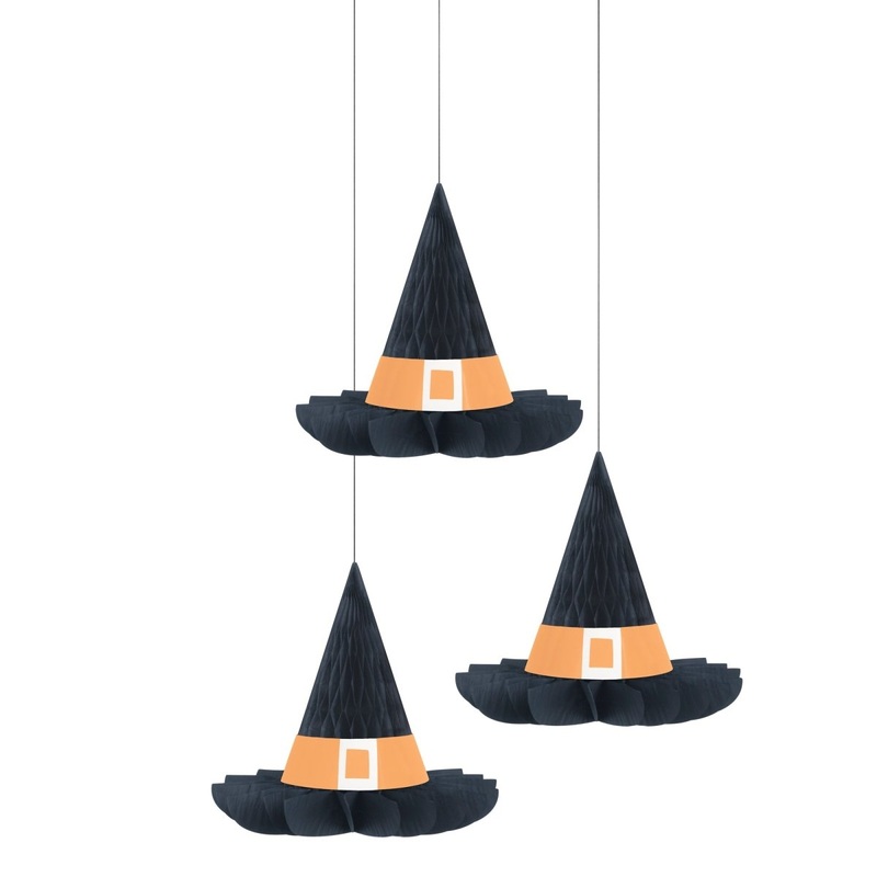 Witch Hat Paper Hanging Decorations, 3 Count