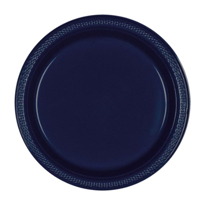 Plastic Plates 9 In. - True Navy 20/pkg