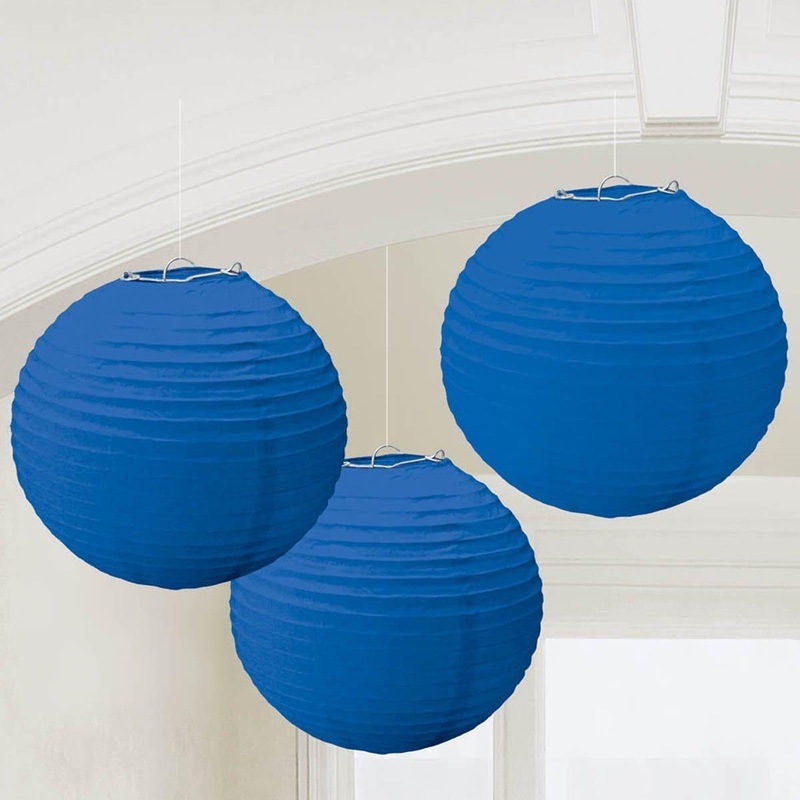 Round Lanterns - Bright Royal Blue, 9.5 inches