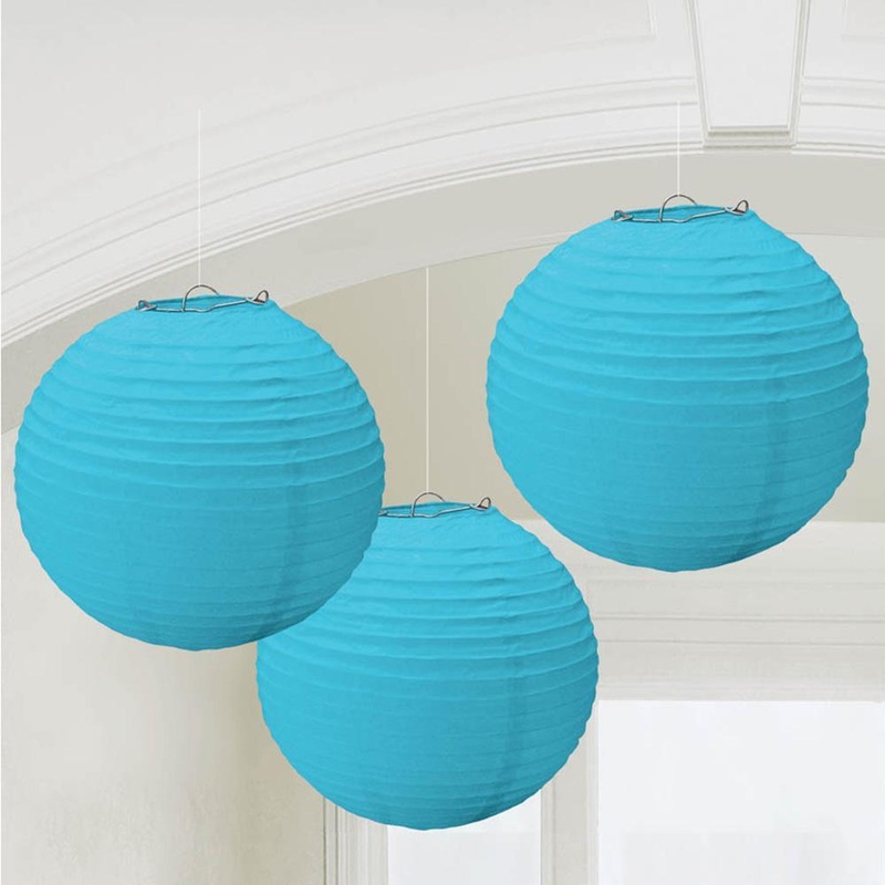 Round Lanterns - Caribbean Blue, 9.5 inches