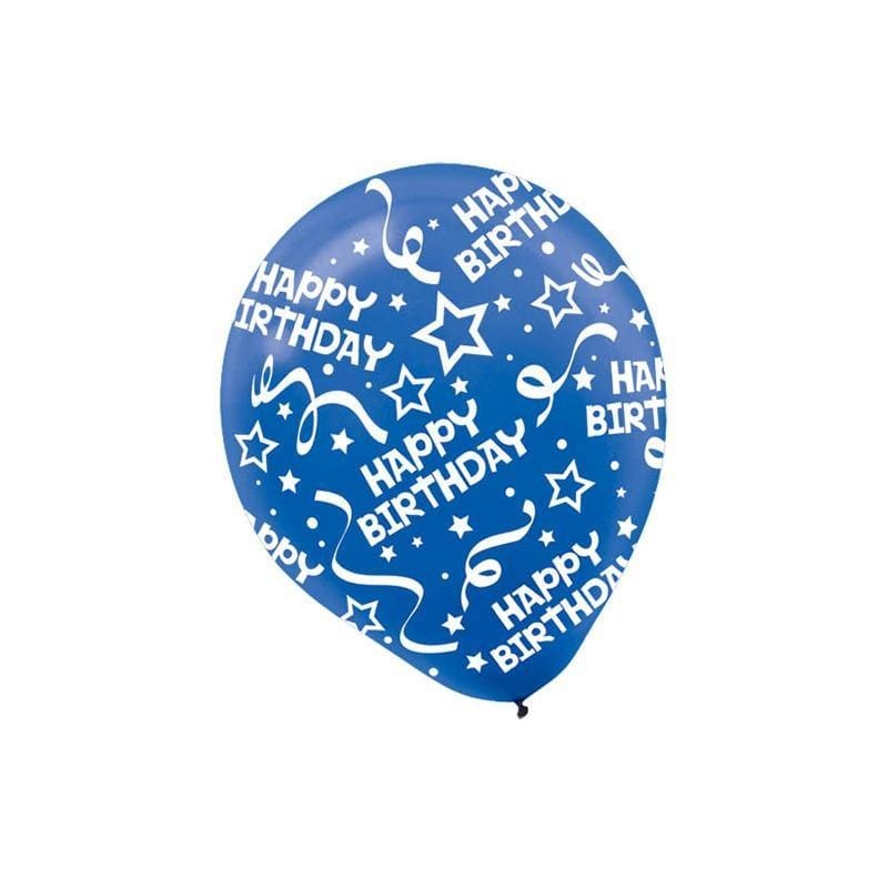 Royal Blue Birthday Confetti Latex Balloons, 12 Inches, 6 Count