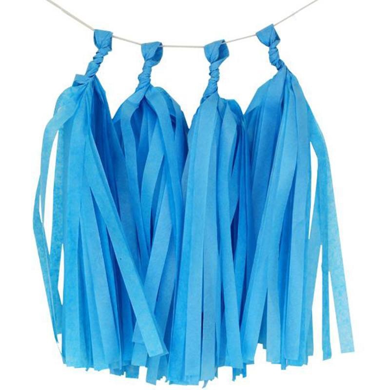 Tassels Garland Silk Paper Assembled 10/Pkg - Turquoise