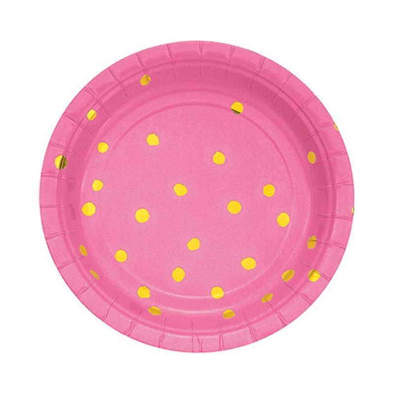 Candy Pink Paper Plates 7 Inches, 8 per Package