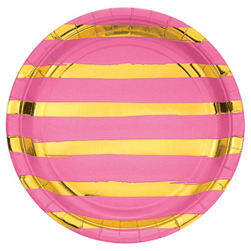 Candy Pink Paper Plates 9 Inches, 8 per Package