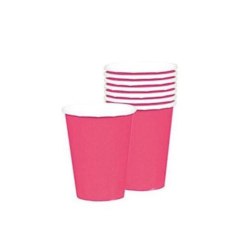 Paper Cups 9 Oz - Bright Pink 20/pkg.
