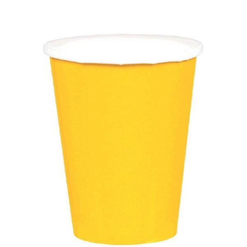 Paper Cups 9 Oz - Yellow Sunshine 20/pkg.