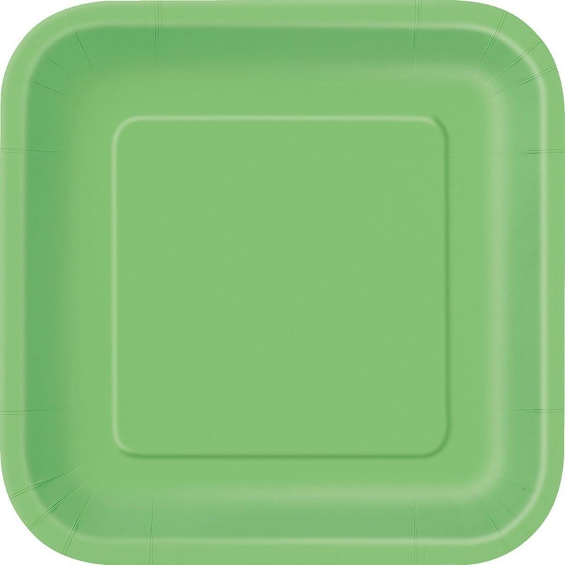 Square Paper Plates 9 In. - Lime Green 14/pkg.