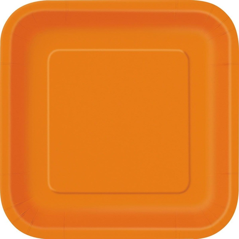 Square Paper Plates 9 In. - Pumpkin Orange 14/pkg.