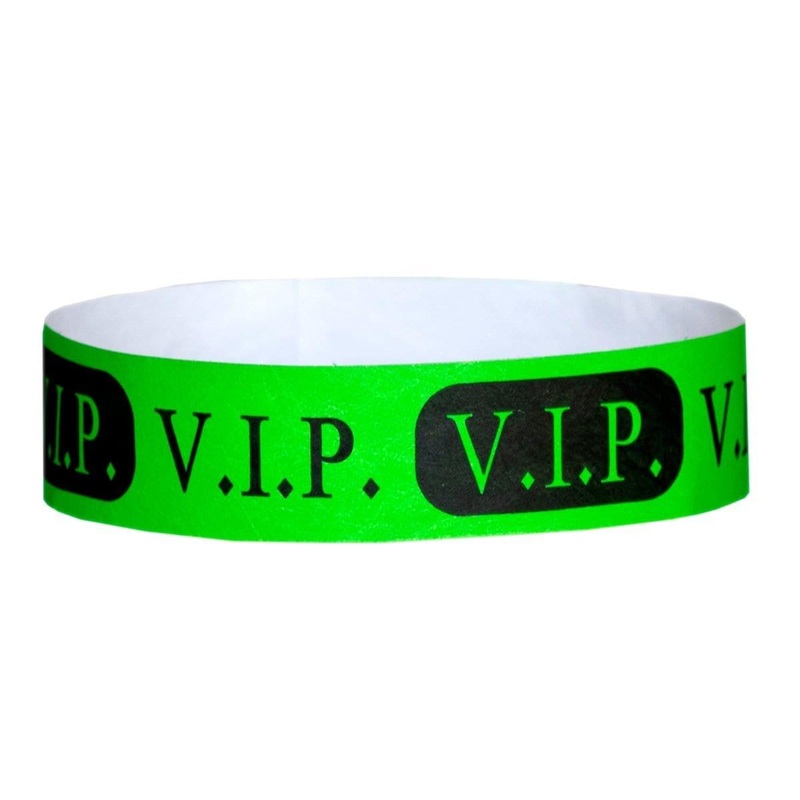 Wristband Supertek 3/4in Vip Neon Lime 100 Pkg.
