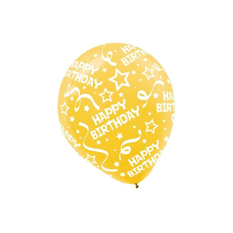 Yellow Birthday Confetti Latex Balloons, 12 Inches, 6 Count