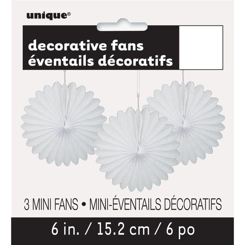 Decorative Fans 6 In. 3/pkg - White