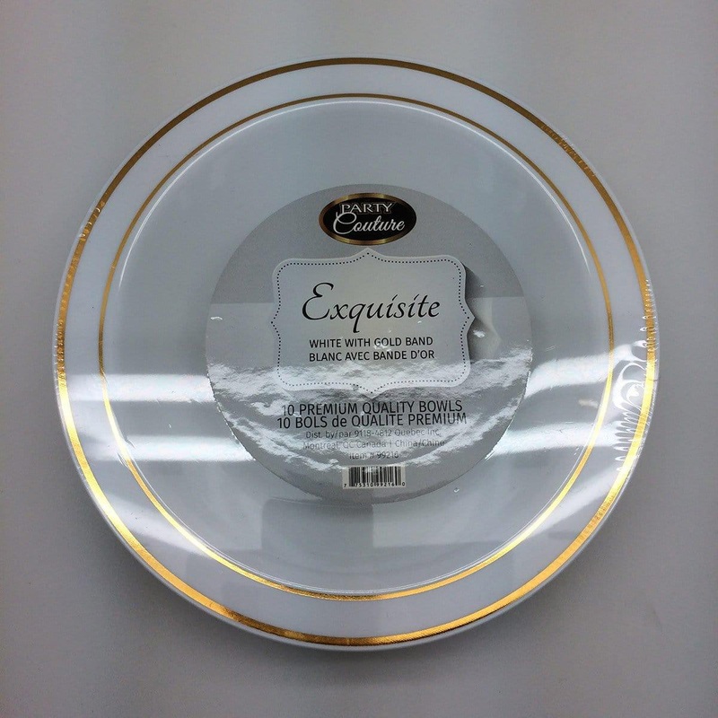 Plastic Bowls - White W/gold Trim 10/pk