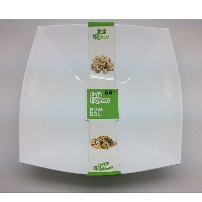 Plastic Square Bowl - White 64 oz