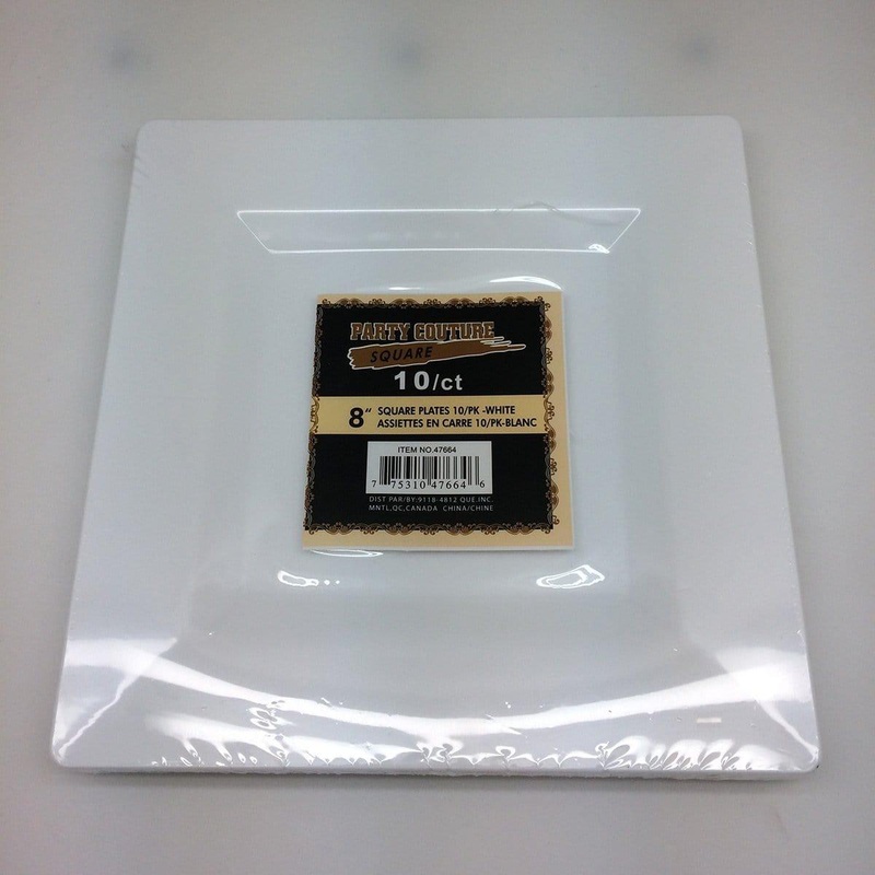 Plastic Square Plates 8 In. - White 10/pkg.
