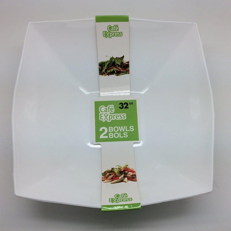 Plastic White 32oz. Squares Bowls 2/pkg
