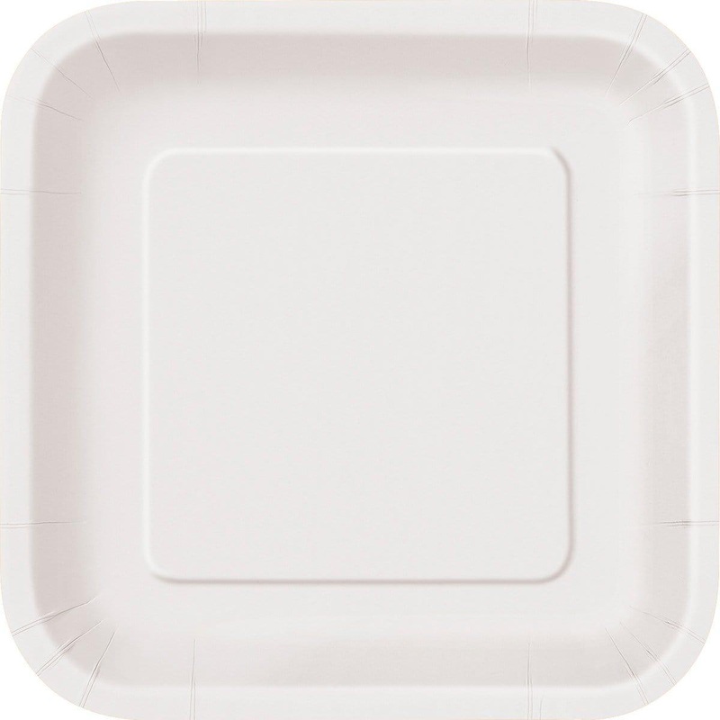Square Paper Plates 7 In. - Bright White 16/pkg.