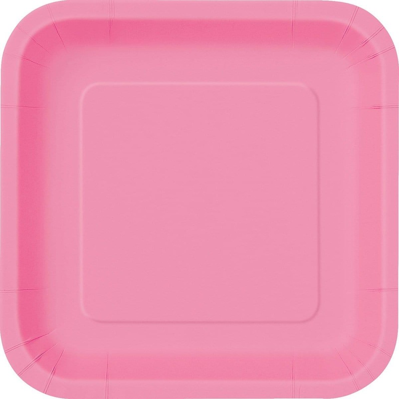 Square Paper Plates 7 In. - Hot Pink 16/pkg.