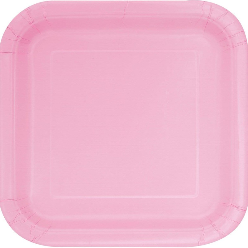 Square Plates - Lovely Pink 9 in. 14/pkg