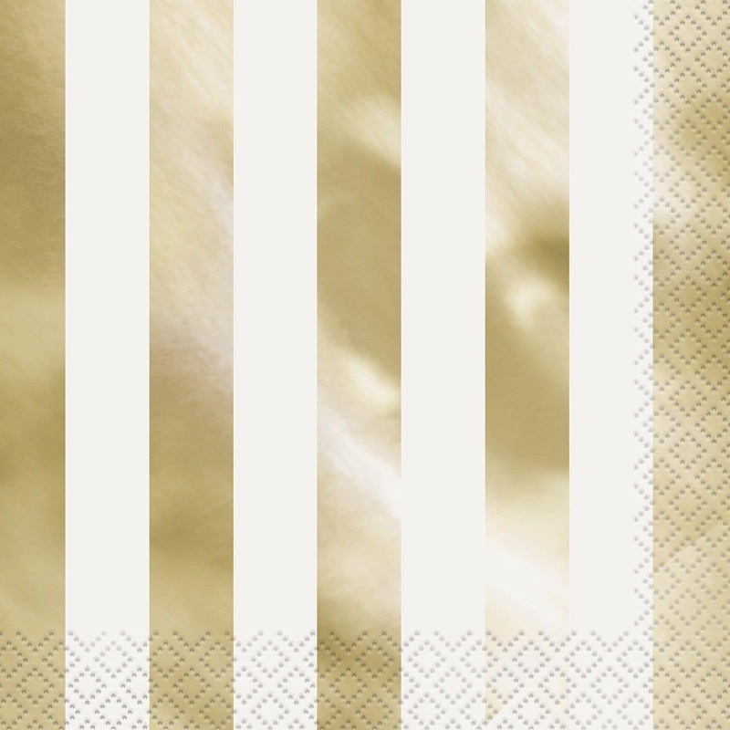 Stripe Lunch Napkins - Gold 16/pkg.