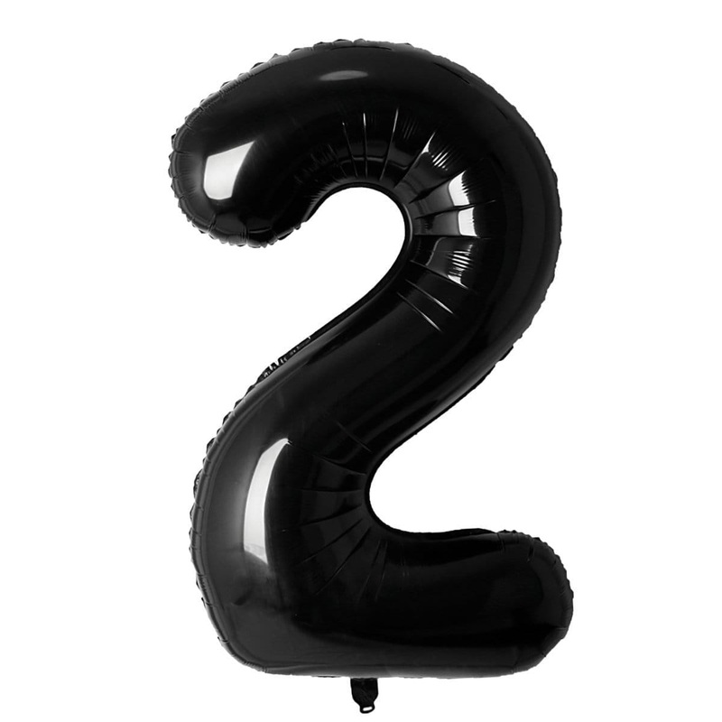 Black Number 2 Foil Balloon, 34 Inches