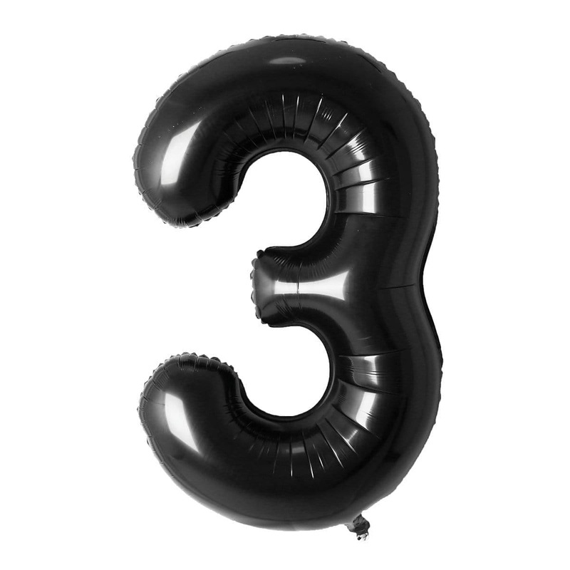 Black Number 3 Foil Balloon, 34 Inches