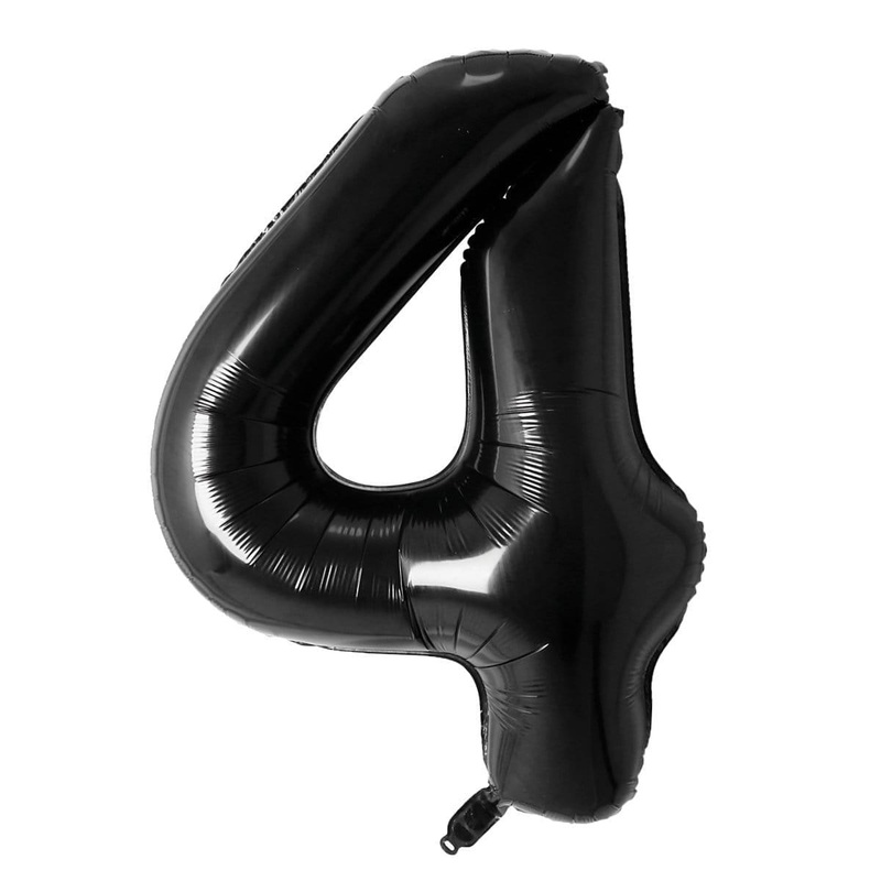 Black Number 4 Foil Balloon, 34 Inches