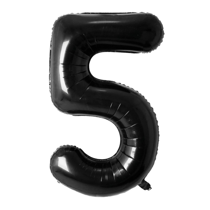 Black Number 5 Foil Balloon, 34 Inches