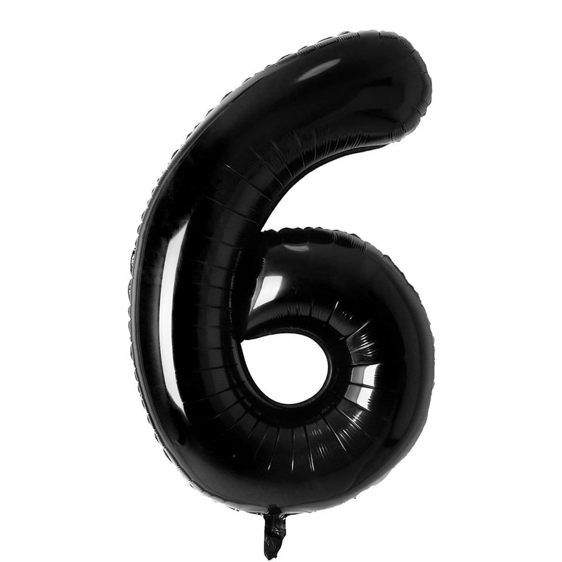 Black Number 6 Foil Balloon, 34 Inches