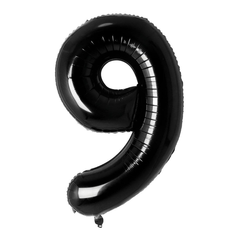 Black Number 9 Foil Balloon, 34 Inches