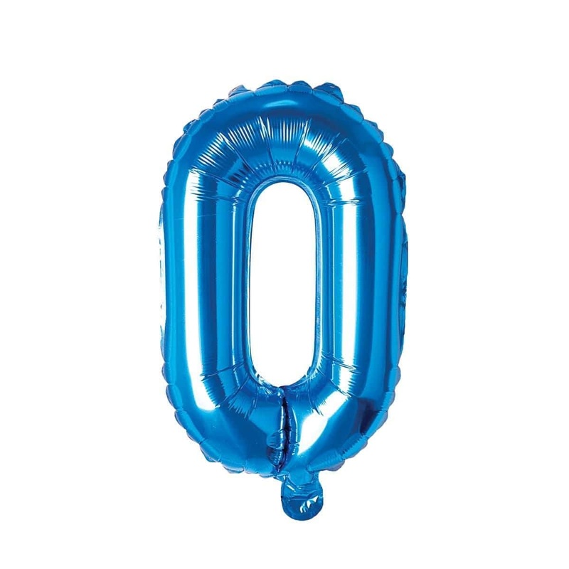 Blue Number 0 Foil Balloon, 16 Inches