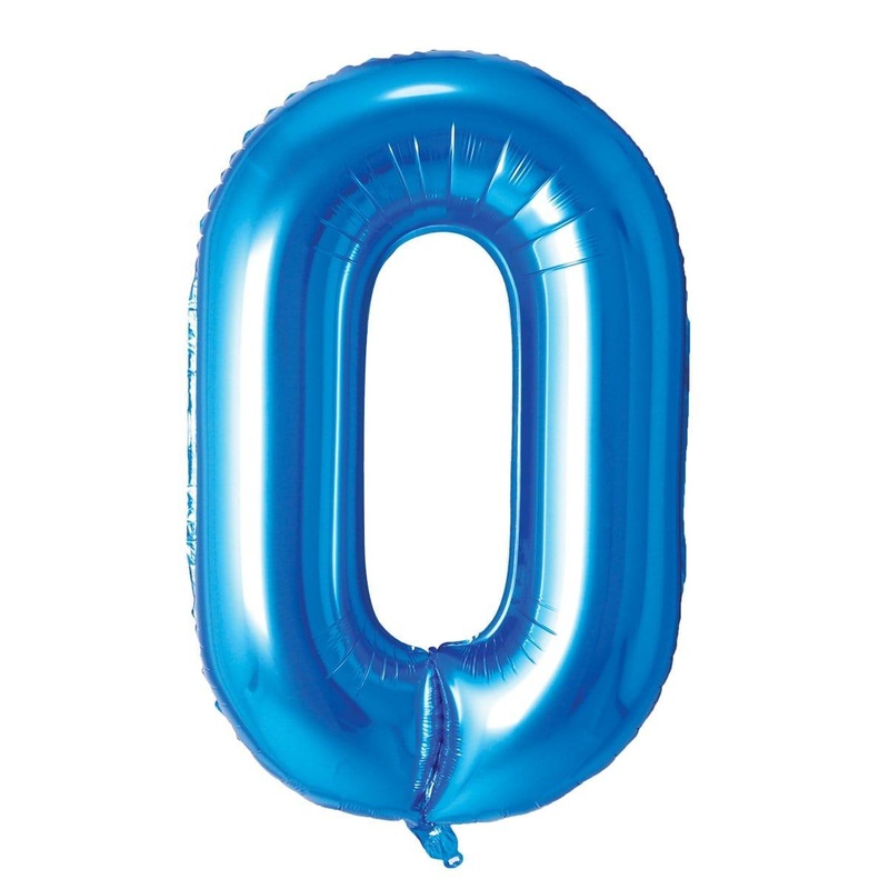 Blue Number 0 Foil Balloon, 34 Inches
