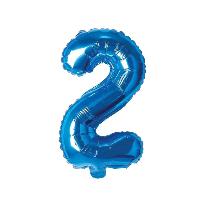 Blue Number 2 Foil Balloon, 16 Inches