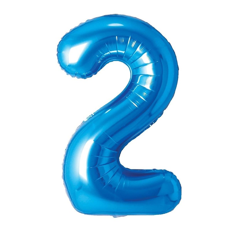 Blue Number 2 Foil Balloon, 34 Inches