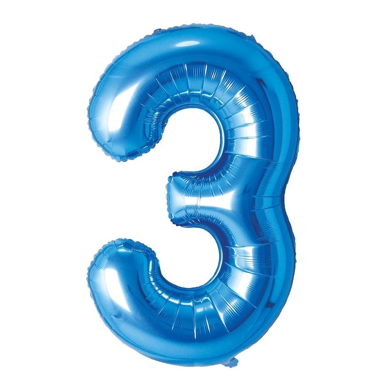Blue Number 3 Foil Balloon, 34 Inches