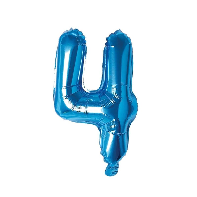 Blue Number 4 Foil Balloon, 16 Inches