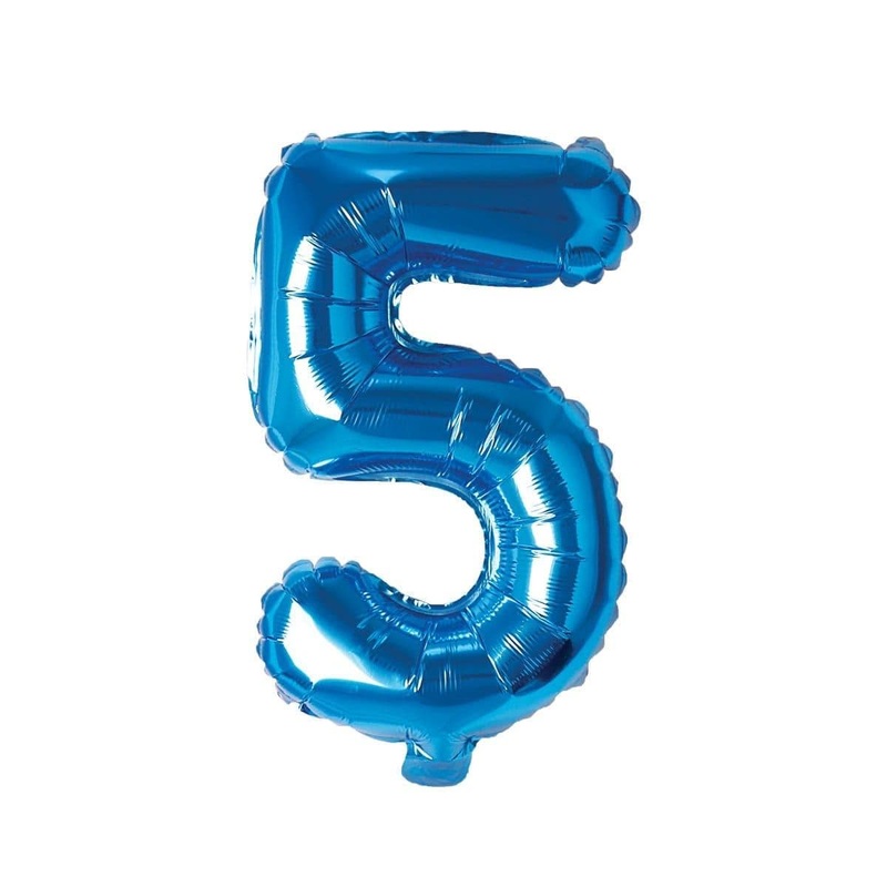 Blue Number 5 Foil Balloon, 16 Inches