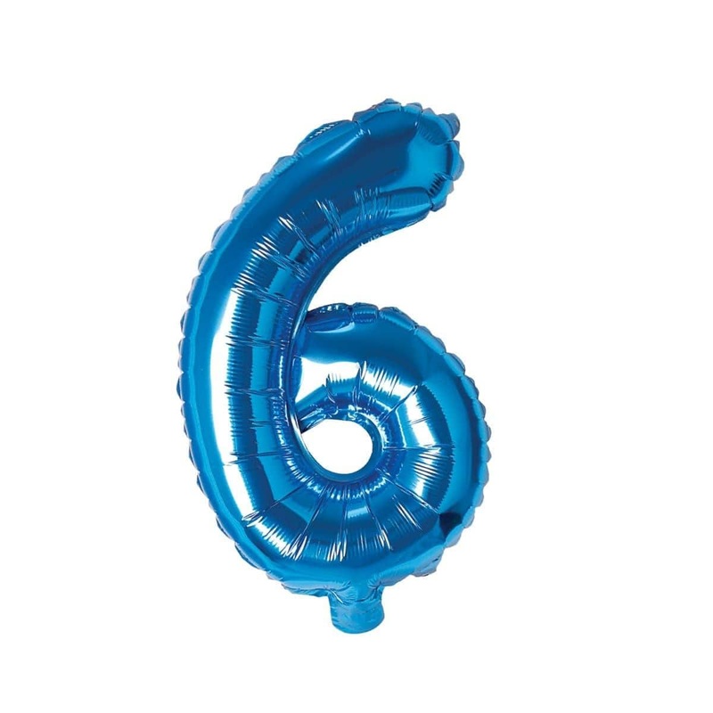 Blue Number 6 Foil Balloon, 16 Inches