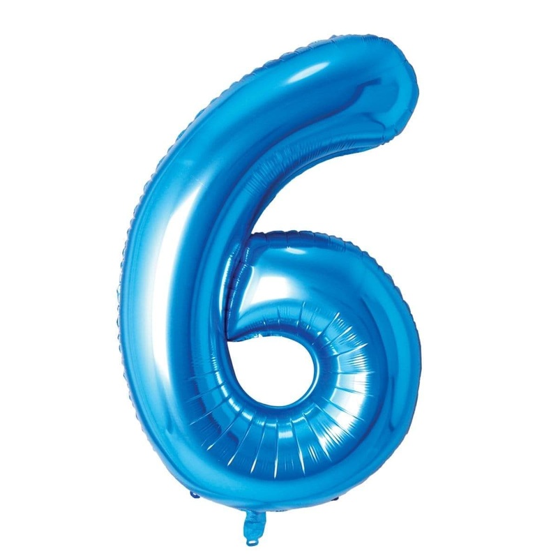 Blue Number 6 Foil Balloon, 34 Inches