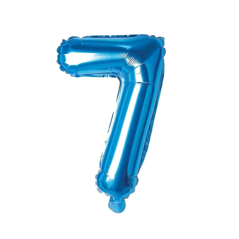 Blue Number 7 Foil Balloon, 16 Inches