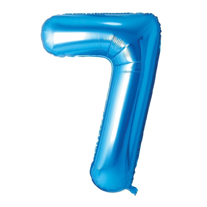 Blue Number 7 Foil Balloon, 34 Inches